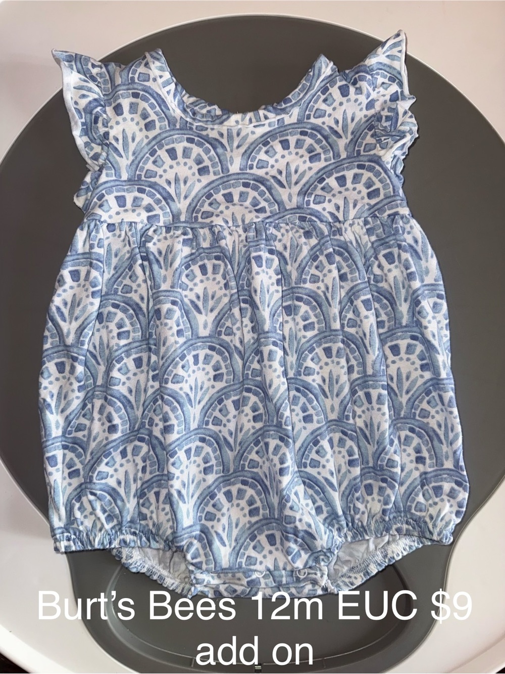 Burt's Bees Baby Blue Patterned Baby Romper